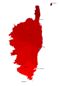 carte linguistique simplifiée de la Corse
