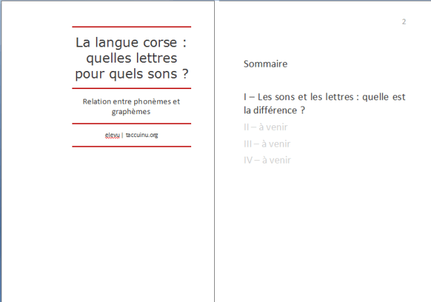 La langue corse : quelles lettres pour quels sons ? p.1
