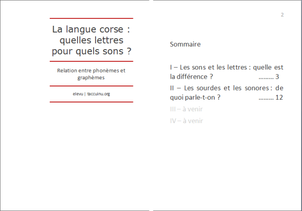 La langue corse : quelles lettres pour quels sons ? p.1