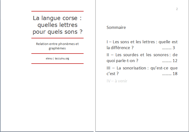 La langue corse : quelles lettres pour quels sons ? p.1